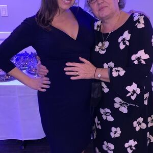 Classic Black Wrap-Style Midi Dress — V-Neck